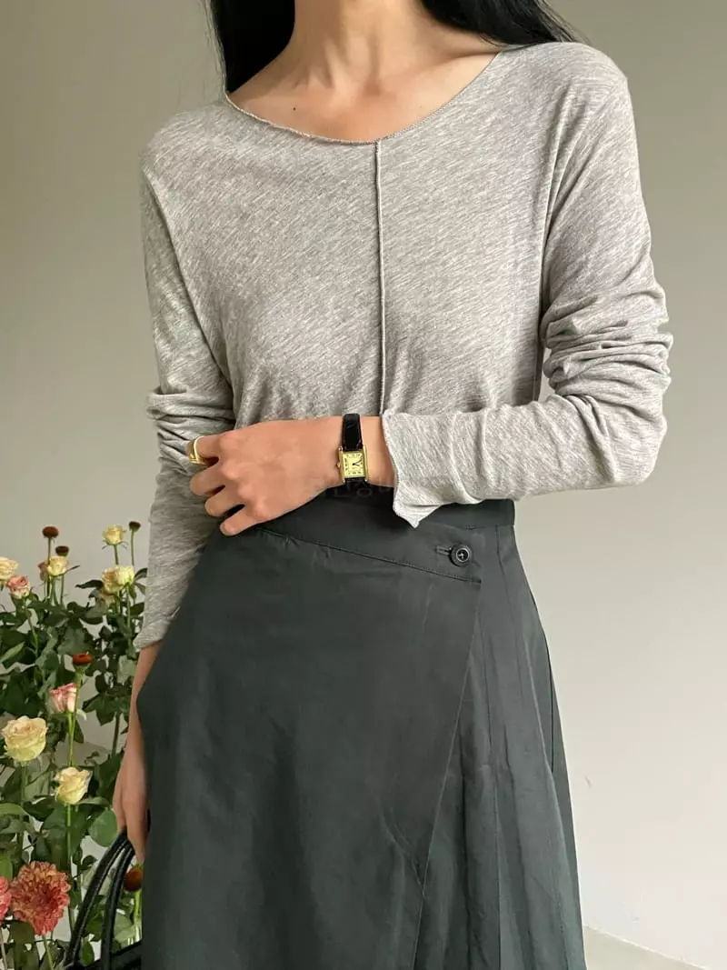 Atmosphere - Korean Women Fashion - #womensfashion - Modal V Neck Tee - 5