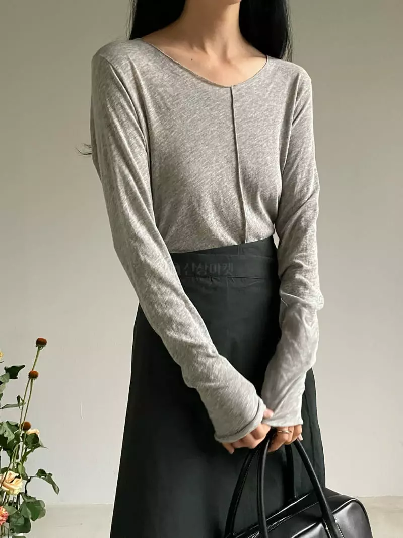 Atmosphere - Korean Women Fashion - #womensfashion - Modal V Neck Tee - 7
