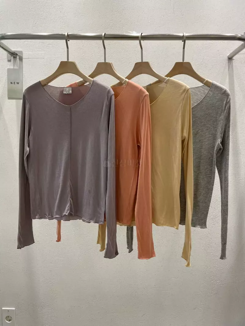 Atmosphere - Korean Women Fashion - #womensfashion - Modal V Neck Tee - 9