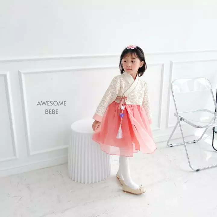 Awesome Bebe - Korean Children Fashion - #kidzfashiontrend - Pink Flower Hanbok Girl - 4