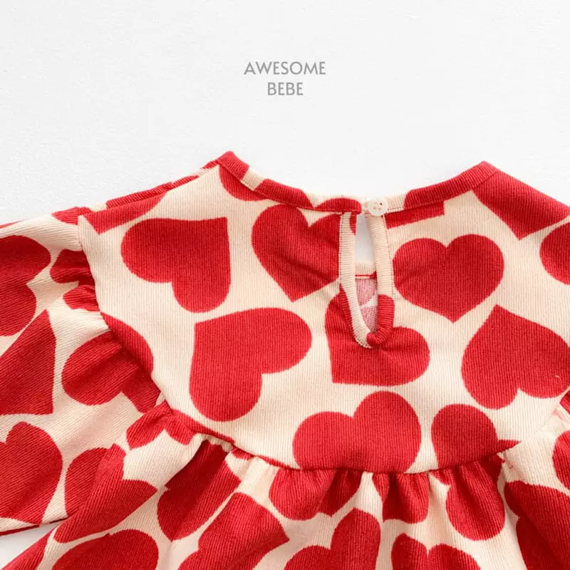 Awesome Bebe - Korean Children Fashion - #Kfashion4kids - Big Heart One-piece - 3