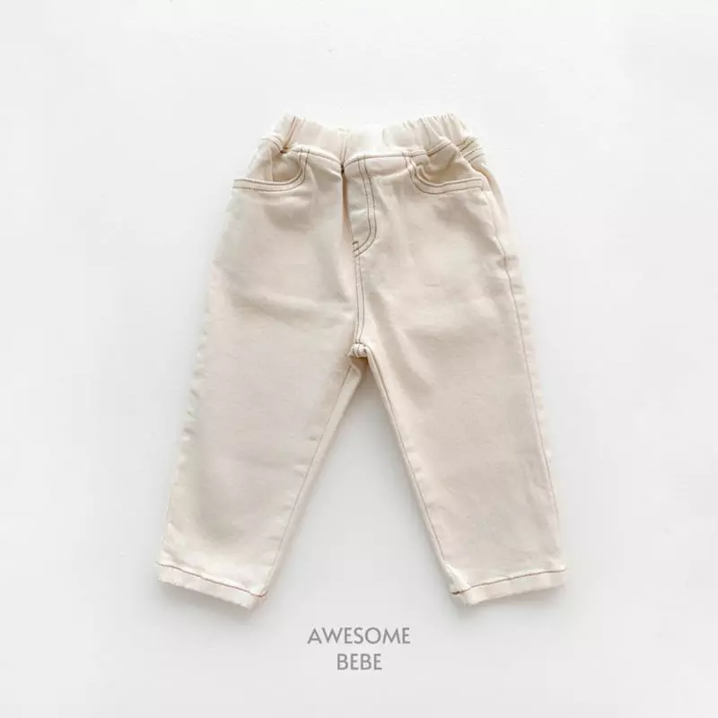 Awesome Bebe - Korean Children Fashion - #childofig - Stitch Span Washing Pants - 12