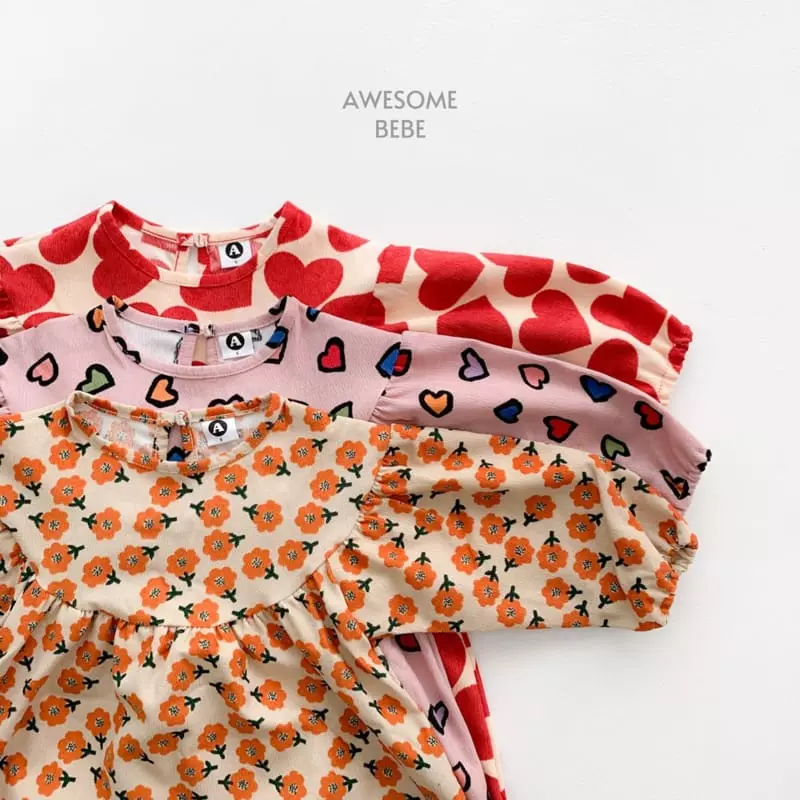 Awesome Bebe - Korean Children Fashion - #childrensboutique - Multi Heart Rib One-piece - 11