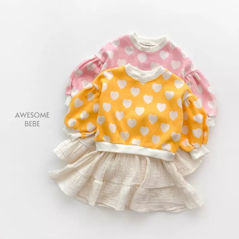 Awesome Bebe - Korean Children Fashion - #designkidswear - Heart Layered One-piece - 2