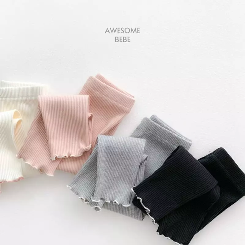 Awesome Bebe - Korean Children Fashion - #fashionkids - Rib Terry Leggings - 2