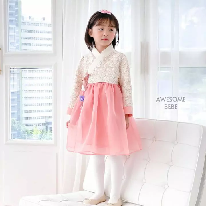 Awesome Bebe - Korean Children Fashion - #kidsshorts - Pink Flower Hanbok Girl