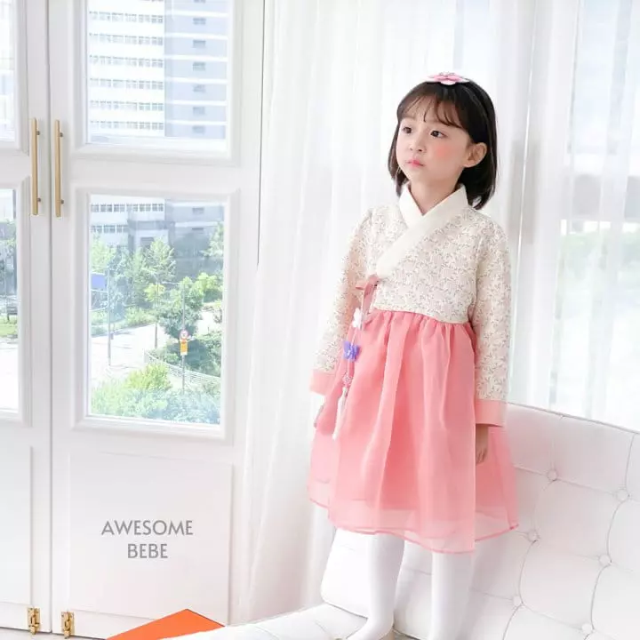 Awesome Bebe - Korean Children Fashion - #kidsstore - Pink Flower Hanbok Girl - 2