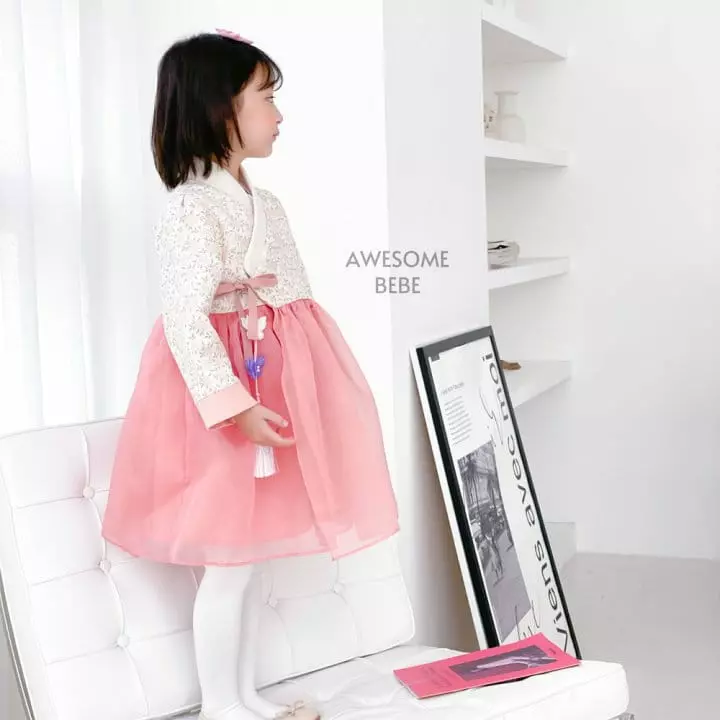 Awesome Bebe - Korean Children Fashion - #kidzfashiontrend - Pink Flower Hanbok Girl - 3