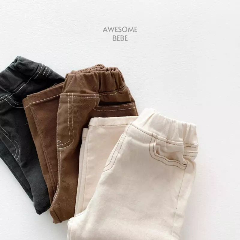 Awesome Bebe - Korean Children Fashion - #kidzfashiontrend - Stitch Span Washing Pants - 6