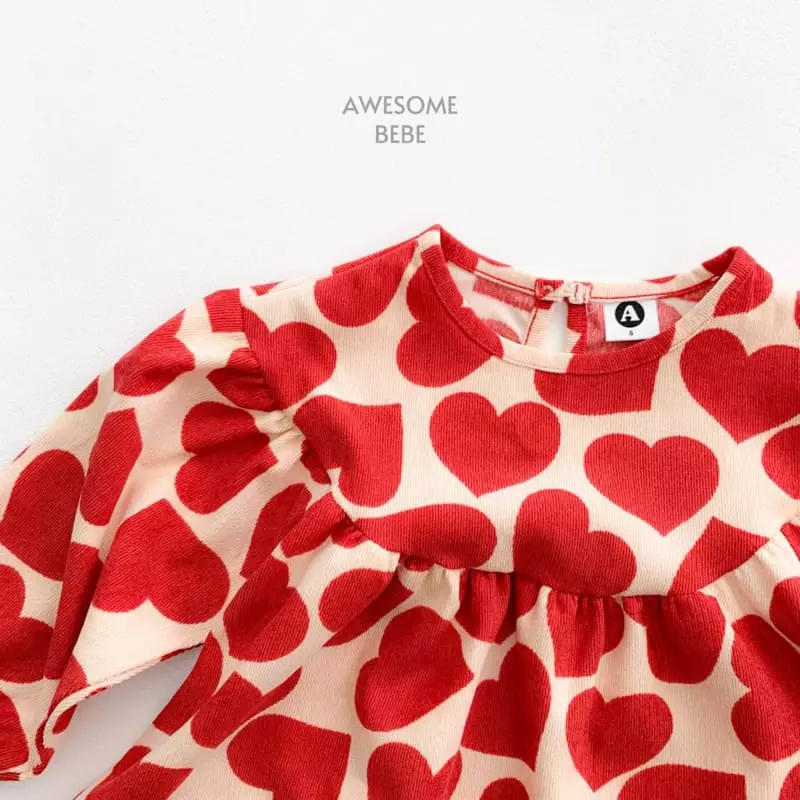 Awesome Bebe - Korean Children Fashion - #kidzfashiontrend - Big Heart One-piece - 2