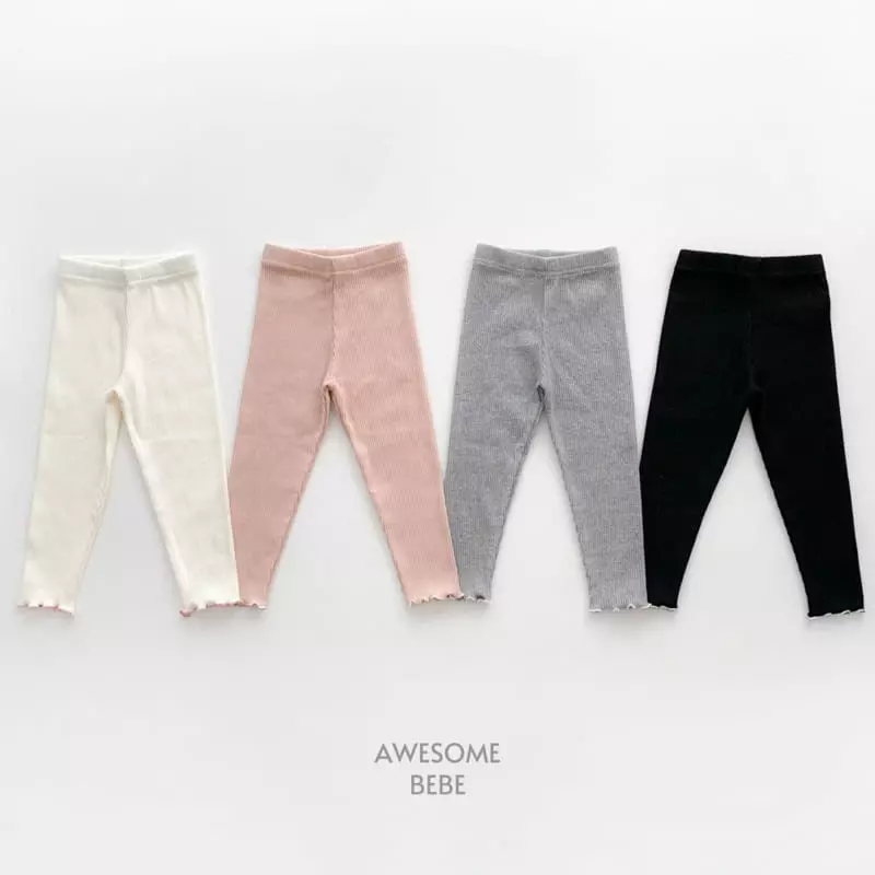 Awesome Bebe - Korean Children Fashion - #magicofchildhood - Rib Terry Leggings - 8