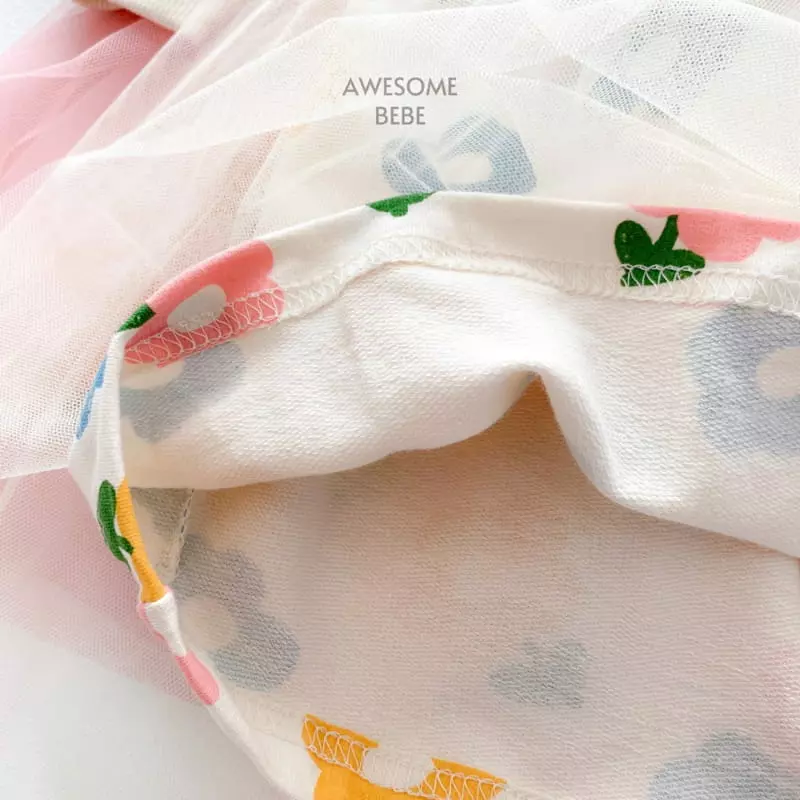 Awesome Bebe - Korean Children Fashion - #magicofchildhood - Flower Mesh One-piece - 9