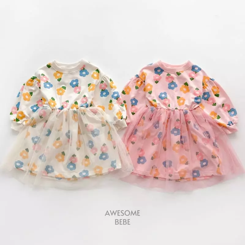 Awesome Bebe - Korean Children Fashion - #minifashionista - Flower Mesh One-piece - 10