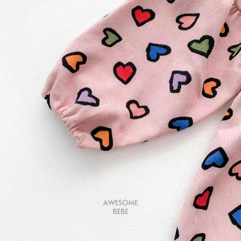 Awesome Bebe - Korean Children Fashion - #minifashionista - Multi Heart Rib One-piece - 5