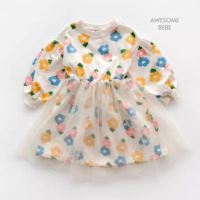 Awesome Bebe - Korean Children Fashion - #prettylittlegirls - Flower Mesh One-piece - 11