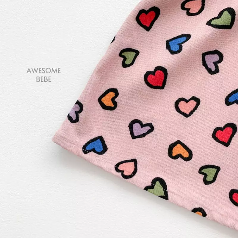 Awesome Bebe - Korean Children Fashion - #prettylittlegirls - Multi Heart Rib One-piece - 6