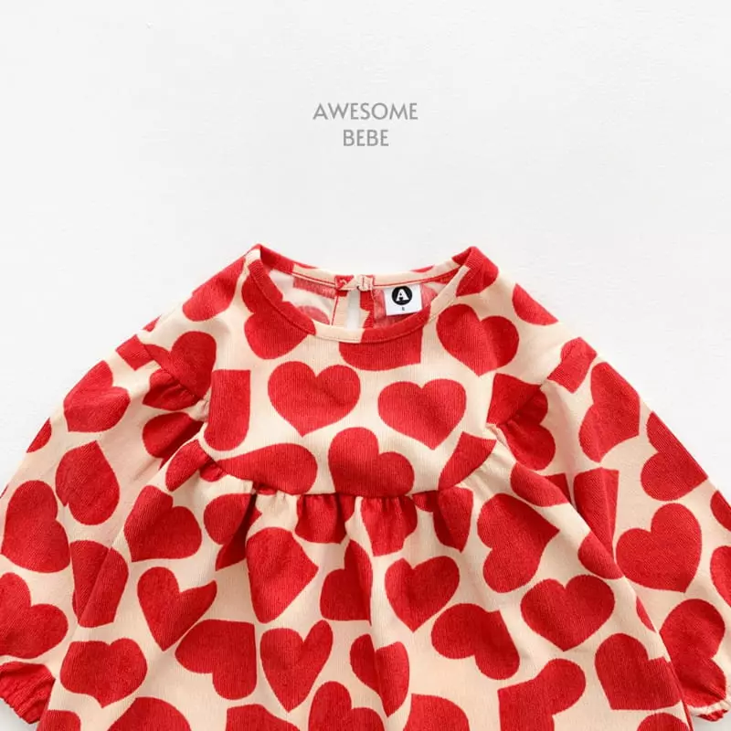 Awesome Bebe - Korean Children Fashion - #stylishchildhood - Big Heart One-piece - 10