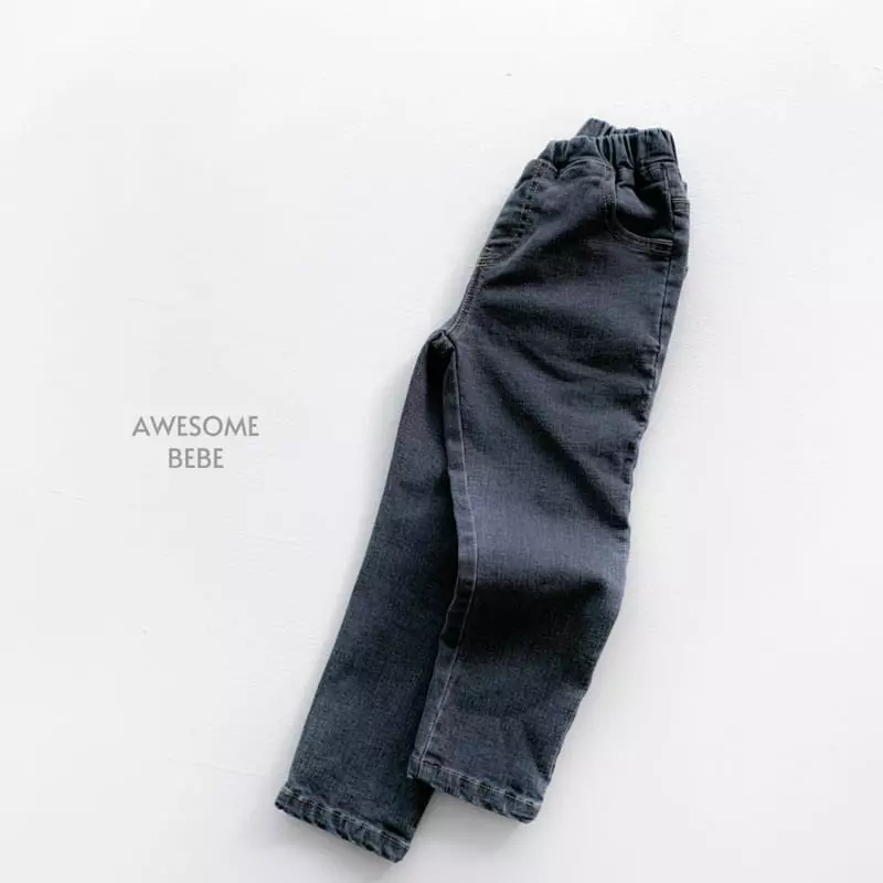 Awesome Bebe - Korean Children Fashion - #todddlerfashion - Span Straight Gray Jeans - 3