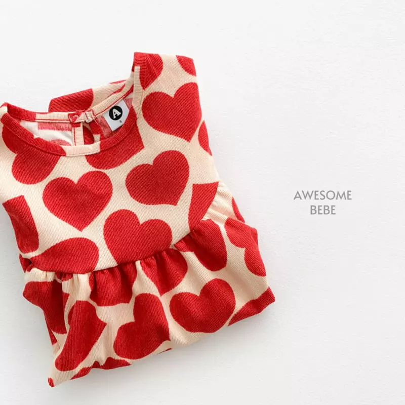 Awesome Bebe - Korean Children Fashion - #todddlerfashion - Big Heart One-piece - 8