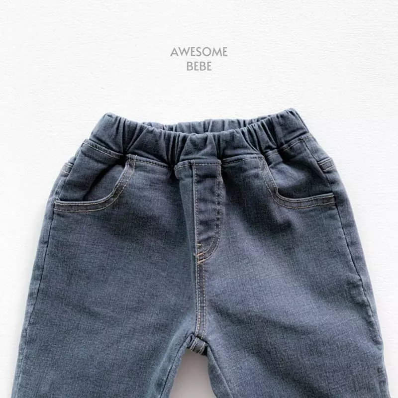 Awesome Bebe - Korean Children Fashion - #todddlerfashion - Span Straight Gray Jeans - 4