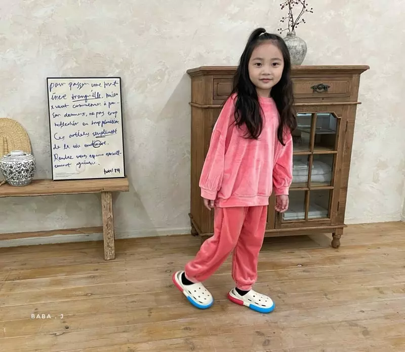 Baba J - Korean Children Fashion - #designkidswear - Velvet Training Top Bottom sEt