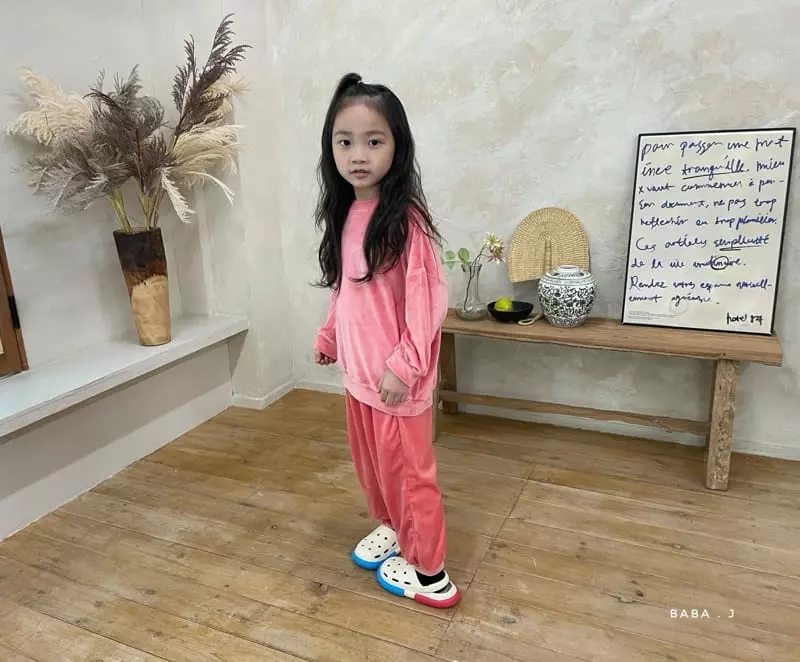 Baba J - Korean Children Fashion - #fashionkids - Velvet Training Top Bottom sEt - 3