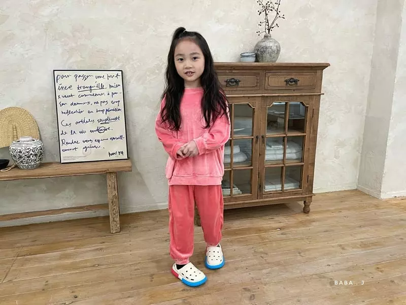 Baba J - Korean Children Fashion - #fashionkids - Velvet Training Top Bottom sEt - 4