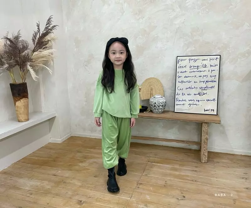 Baba J - Korean Children Fashion - #littlefashionista - Velvet Training Top Bottom sEt - 8
