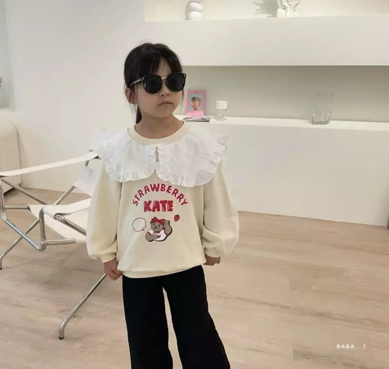 Baba J - Korean Children Fashion - #minifashionista - Strawberry Bear Frill Sweatshirt - 6