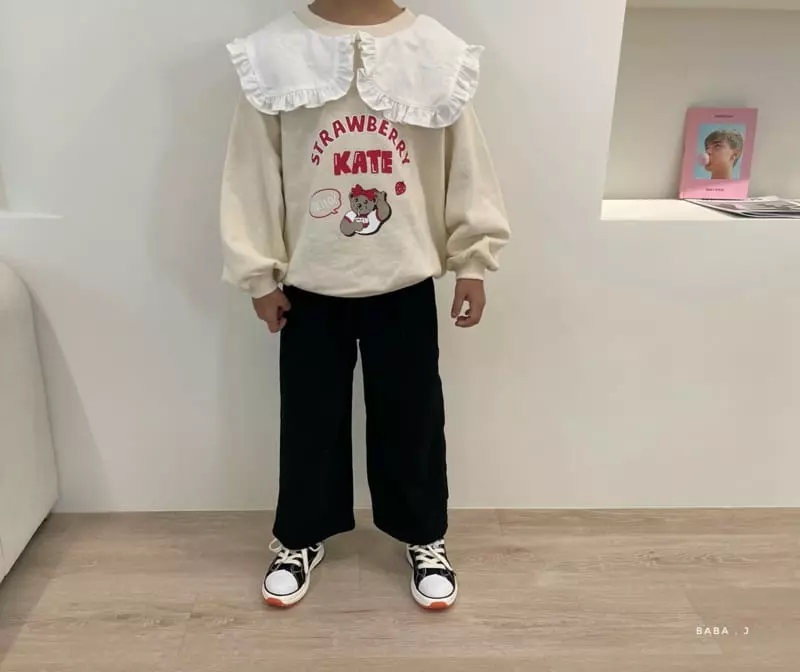 Baba J - Korean Children Fashion - #prettylittlegirls - Strawberry Bear Frill Sweatshirt - 7