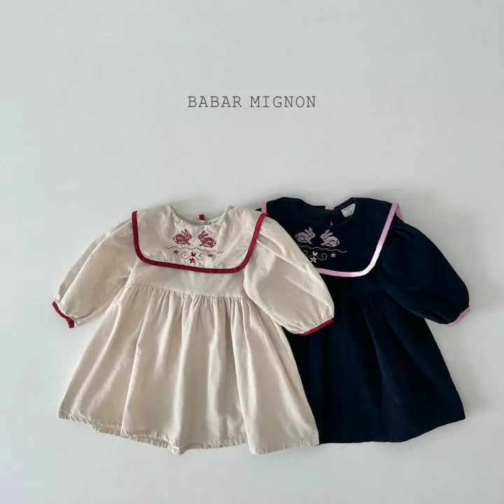 Babar Mignon - Korean Children Fashion - #Kfashion4kids - Rabbit Embroidery One-piece