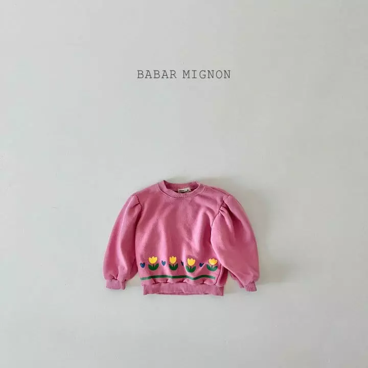 Babar Mignon - Korean Children Fashion - #kidsshorts - Flower Stripes Sweatshirt - 9