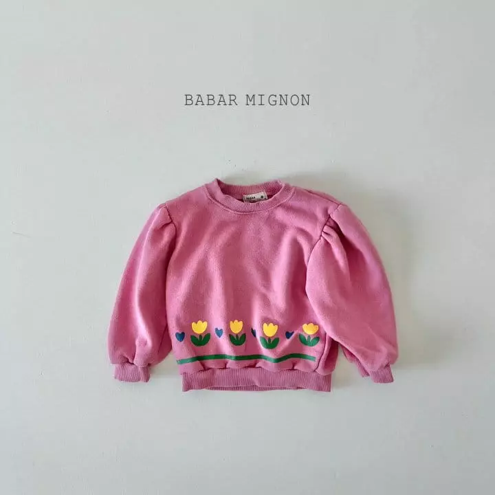 Babar Mignon - Korean Children Fashion - #kidsstore - Flower Stripes Sweatshirt - 10