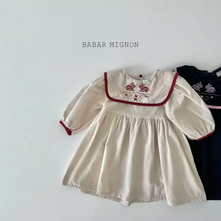 Babar Mignon - Korean Children Fashion - #littlefashionista - Rabbit Embroidery One-piece - 2