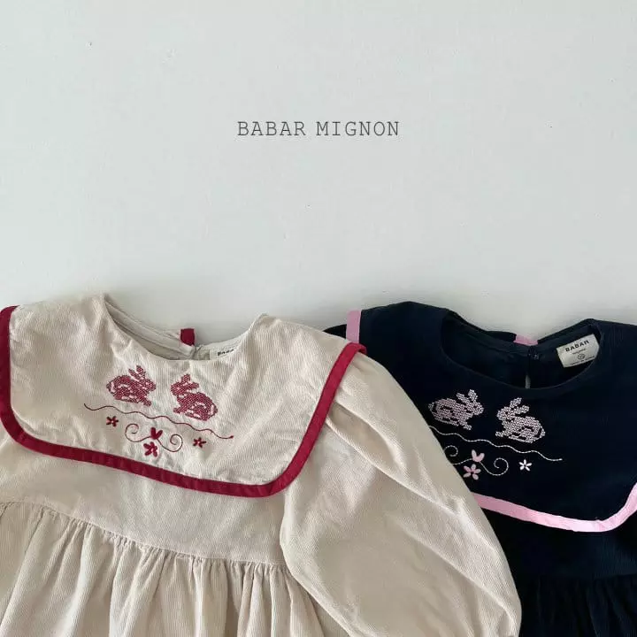 Babar Mignon - Korean Children Fashion - #magicofchildhood - Rabbit Embroidery One-piece - 3