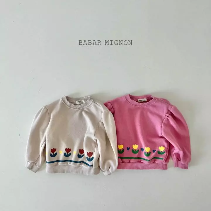 Babar Mignon - Korean Children Fashion - #todddlerfashion - Flower Stripes Sweatshirt