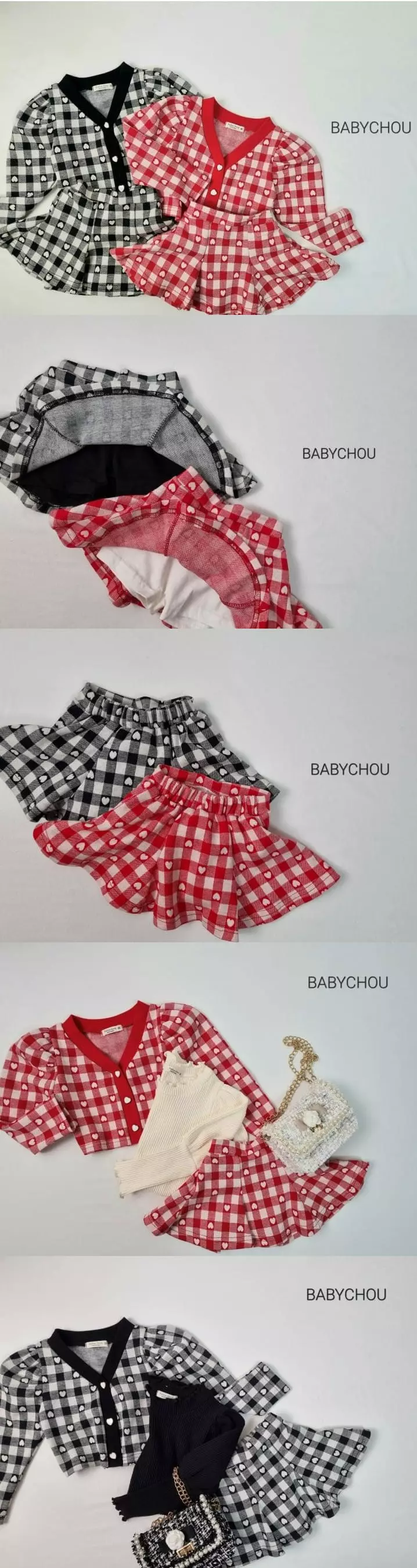 Babychou - Korean Children Fashion - #Kfashion4kids - Heart Top Bottom Set - 3