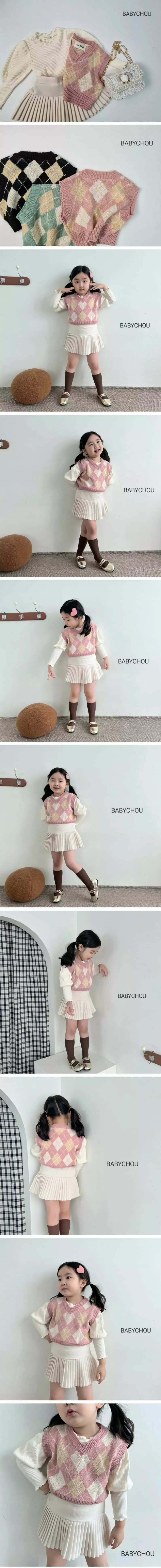 Babychou - Korean Children Fashion - #childofig - Argyle Vest - 2