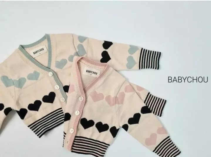 Babychou - Korean Children Fashion - #designkidswear - Heart Cardigan