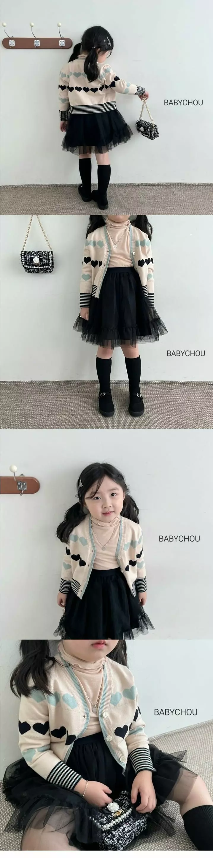 Babychou - Korean Children Fashion - #fashionkids - Heart Cardigan - 3
