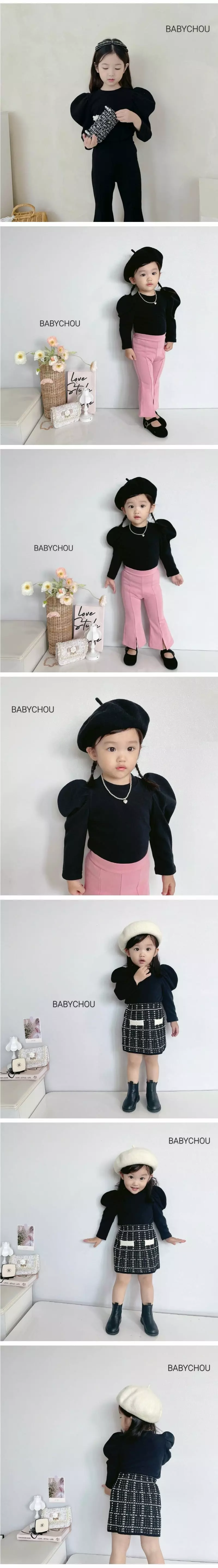 Babychou - Korean Children Fashion - #kidsshorts - Big Puff Tee - 3