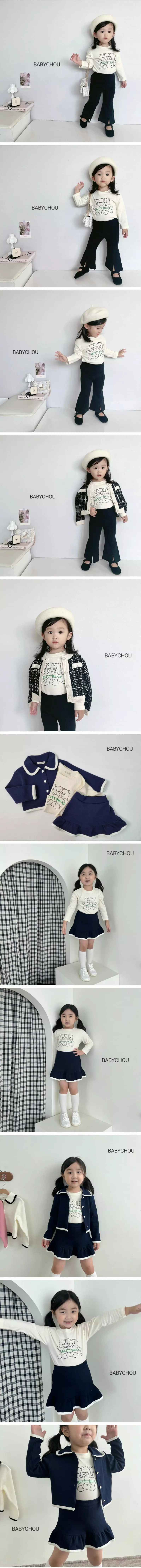 Babychou - Korean Children Fashion - #kidsshorts - Pretty Bear Tee - 2
