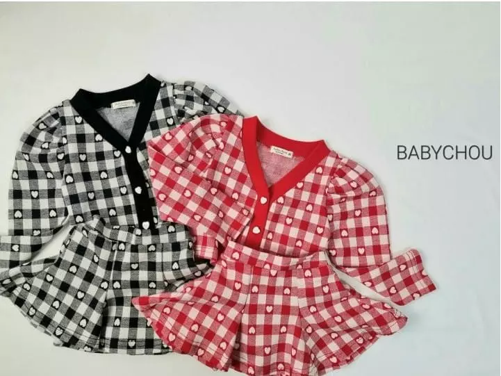Babychou - Korean Children Fashion - #kidsstore - Heart Top Bottom Set