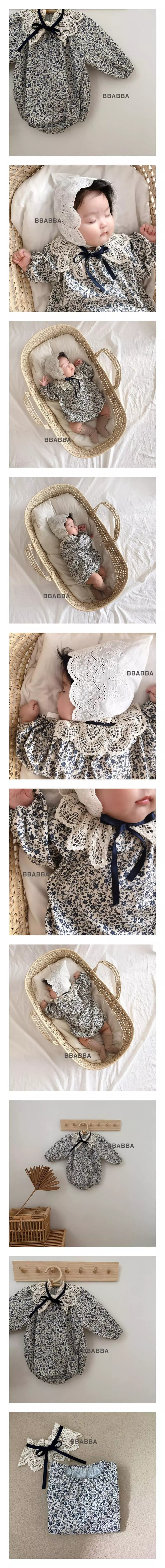 Bbabba - Korean Baby Fashion - #babyoninstagram - Navy Flower Bodysuit