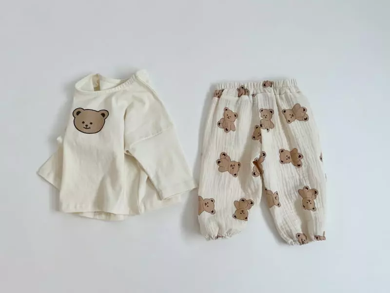 Bebe Nine - Korean Baby Fashion - #babyboutique - Circle Bear Top Bottom Set - 8