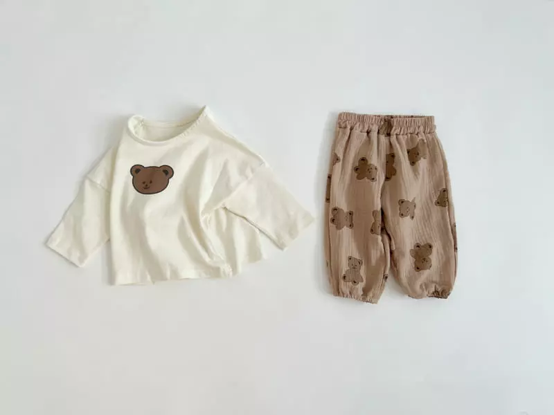 Bebe Nine - Korean Baby Fashion - #babyboutique - Circle Bear Top Bottom Set - 9