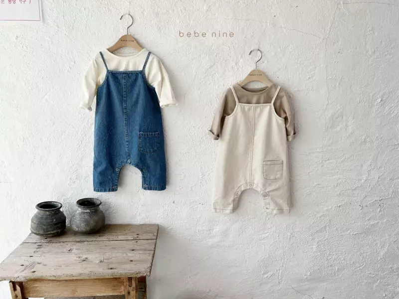 Bebe Nine - Korean Baby Fashion - #babyboutique - Butter Dungarees Bodysuit Denim