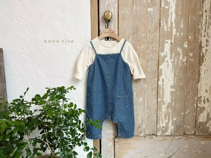 Bebe Nine - Korean Baby Fashion - #babyboutique - Butter Dungarees Bodysuit Denim - 2