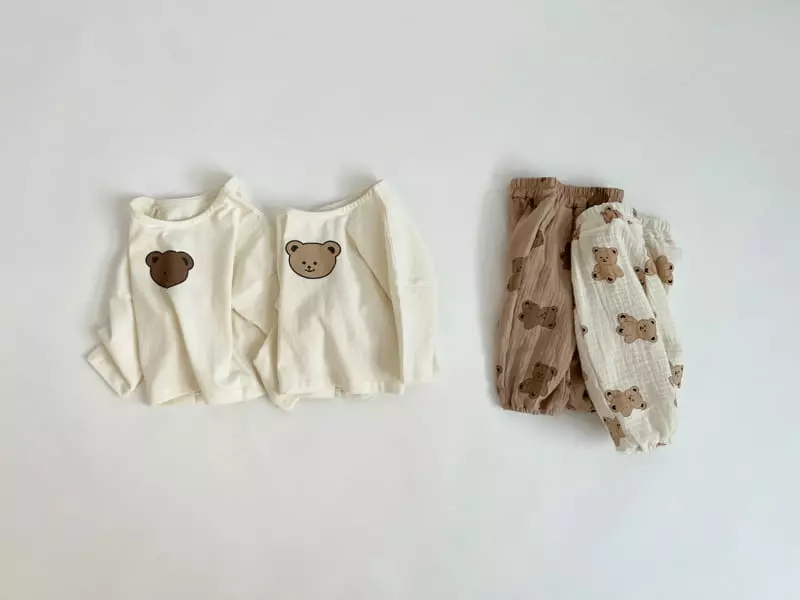 Bebe Nine - Korean Baby Fashion - #babyboutiqueclothing - Circle Bear Top Bottom Set - 10
