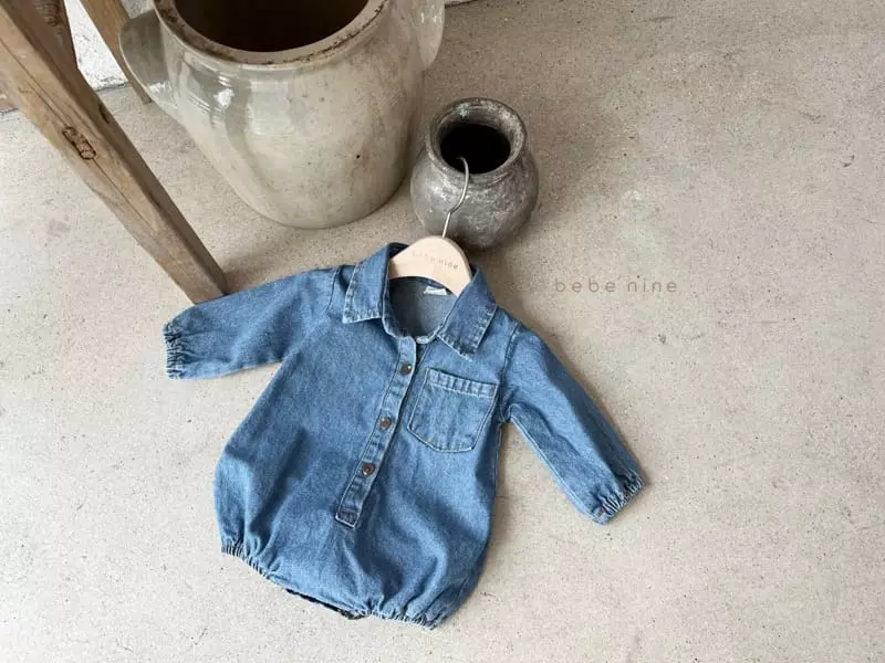 Bebe Nine - Korean Baby Fashion - #babyclothing - Dochi Denim Bodysuit - 6
